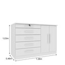 Ver imagem 3 de Cômoda 5 Gavetas 2 Portas 136cm Istambul Branco/Neve