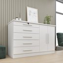 Ver imagem 1 de Cômoda 5 Gavetas 2 Portas 136cm Istambul Branco/Neve
