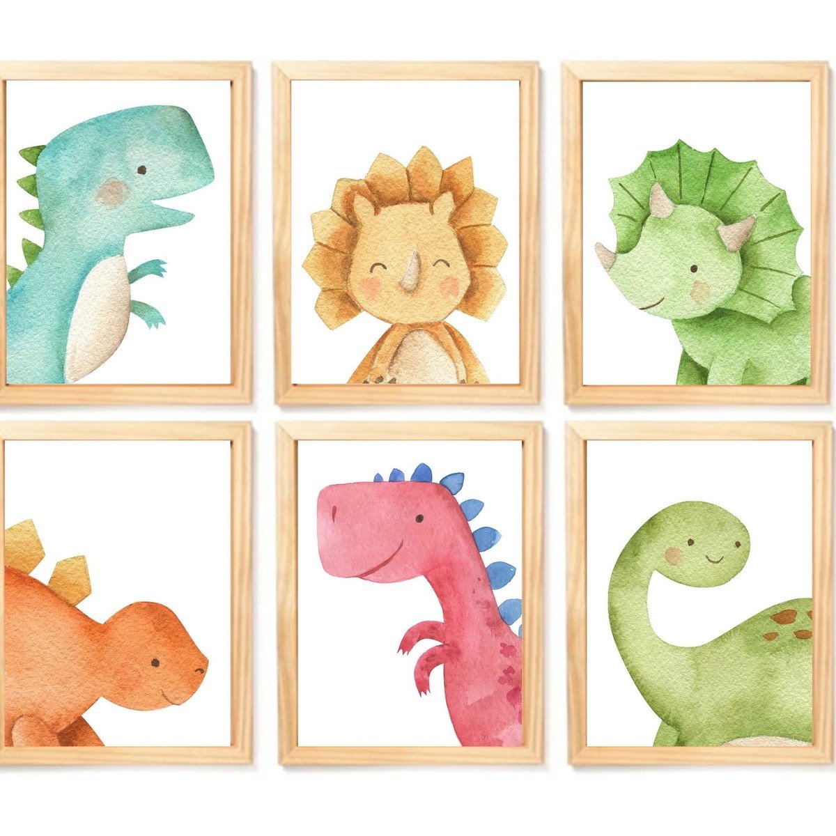 Quadro Infantil Dinossauro 6 un A4 vidro e pendurador - 2