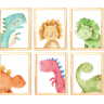 Quadro Infantil Dinossauro 6 un A4 vidro e pendurador - 1