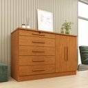 Ver imagem 1 de Cômoda 5 Gavetas 2 Portas 136cm Istambul Bege/Cinamomo