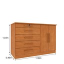 Ver imagem 3 de Cômoda 5 Gavetas 2 Portas 136cm Istambul Bege/Cinamomo