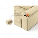 Ver imagem 2 de Sofá com Chaise Manhattan 3 Lugares Retrátil e Reclinável 210cm Bege Cia Lar