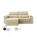 Ver imagem 3 de Sofá com Chaise Manhattan 3 Lugares Retrátil e Reclinável 210cm Bege Cia Lar