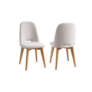 Kit 2 Cadeiras de Jantar Estofadas Iris Linho Cru Pés Palito