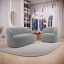 Ver mais imagens de Kit Poltrona Giratória e Sofá Orgânico Living Glee 02 Lugares 140cm Bouclê Cinza - Desk Design