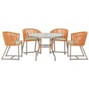Ver imagem 1 de Mesa com 4 Cadeiras de Jantar Roma 100cm e Noronha em Aluminío Fendi Corda Nautica Estofado 7 Trama