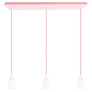 Pendente Industrial Cabo Tecido Triplo CQ E27 Vintage:Rosa Claro