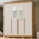 Ver imagem 2 de Guarda Roupa Casal 4 Portas com Espelho 159 cm Domus Cedro Areia Rudk