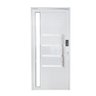 Porta Pivotante de Alumínio Branco 2,10 x 1,20 Com Pux. Friso e Visor com Fechadura Digital Linha 30 - 1