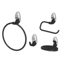 Kit Acessórios para Banheiro 4 Peças Linha Delicato Cor Preto e Cromado Durín - 1