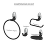 Kit Acessórios para Banheiro 4 Peças Linha Delicato Cor Preto e Cromado Durín - 3