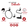 Kit Acessórios para Banheiro 4 Peças Linha Delicato Cor Preto e Cromado Durín - 2