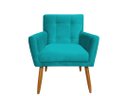 Ver imagem 3 de Kit Namoradeira + 1 Poltrona Decorativa Onix Suede Azul Tifany Pés Madeira Ms Decor