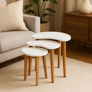 Mesas Laterais Decoração Kit 3 Elegance Napole Decor - Branco