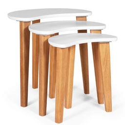 Mesas Laterais Decoração Kit 3 Elegance Napole Decor - Branco - 2