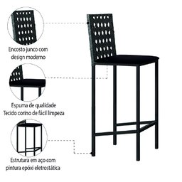 Conjunto de Mesa Bistrô com 2 Banquetas Guarujá Preto / Freijó Artefamol - 6