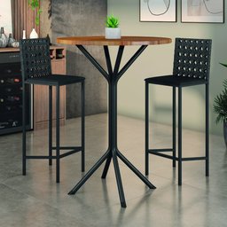 Conjunto de Mesa Bistrô com 2 Banquetas Guarujá Preto / Freijó Artefamol - 2