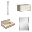 Ver imagem 2 de Conjunto para Banheiro com Espelho, Gabinete, Bancada em Porcelanato com Cuba Esculpida 60cm 