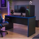 Ver imagem 2 de Mesa Gamer Escrivaninha para Computador Pc 136 cm Home Office Estudo Setup Gamer - Preto e Azul
