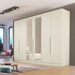Guarda Roupa Oslo 6 Portas 4 Gavetas com Espelho Mdf - Mademarcs - 1