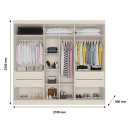 Guarda Roupa Oslo 6 Portas 4 Gavetas com Espelho Mdf - Mademarcs - 4
