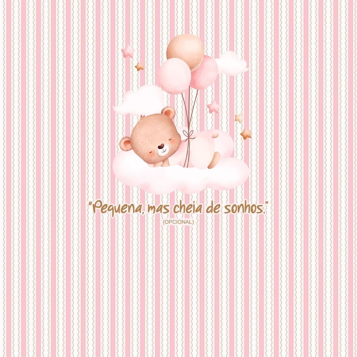 Papel de Parede Adesivo Menina Ursinho Nas Nuvens - Painel - 3