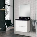 Ver imagem 1 de Conjunto para Banheiro com Espelho, Gabinete e Lavatório em Porcelanato com Cuba Embutida 80cm Branco/Black