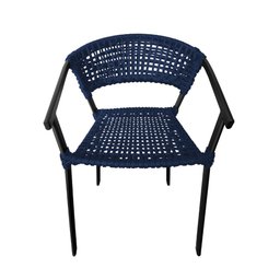 Cadeira Sofia Corda Náutica Base em Alumínio Preto/azul Marinho - 3
