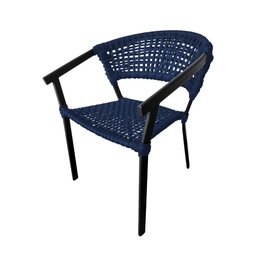 Cadeira Sofia Corda Náutica Base em Alumínio Preto/azul Marinho - 1