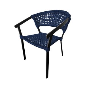 Cadeira Sofia Corda Náutica Base em Alumínio Preto/azul Marinho