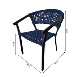 Cadeira Sofia Corda Náutica Base em Alumínio Preto/azul Marinho - 4