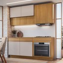 Ver imagem 1 de Cozinha Modulada Compacta 4 Peças 7 Portas 1 Gaveta Ripada Fecho Click 180cm com Rodapé Tampo e Balc