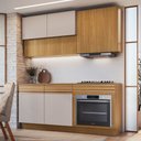 Ver imagem 1 de Cozinha Modulada Compacta 4 Peças 7 Portas 1 Gaveta Ripada Fecho Click 180cm com Rodapé Tampo e Balc