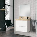 Ver imagem 1 de Conjunto para Banheiro com Espelho, Gabinete e Lavatório em Porcelanato com Cuba Embutida 80cm Branc
