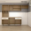 Ver imagem 5 de Cozinha Completa Stewie 8 Portas 2 Gavetas com Vidro Ipê/cristalo/petra - Panorama Móveis