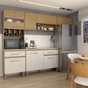 Ver imagem 1 de Cozinha Completa Stewie 8 Portas 2 Gavetas com Vidro Ipê/cristalo/petra - Panorama Móveis