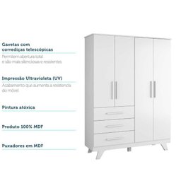Quarto de Bebê Completo com Guarda Roupa Cômoda e Berço 100% MDF Kakau Retrô Espresso Móveis - 17