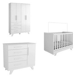 Quarto de Bebê Completo com Guarda Roupa Cômoda e Berço 100% MDF Kakau Retrô Espresso Móveis - 10