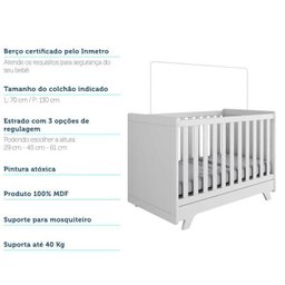 Quarto de Bebê Completo com Guarda Roupa Cômoda e Berço 100% MDF Kakau Retrô Espresso Móveis - 19