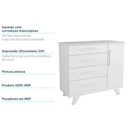 Quarto de Bebê Completo com Guarda Roupa Cômoda e Berço 100% MDF Kakau Retrô Espresso Móveis - 18
