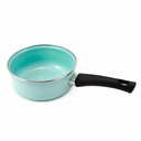 Ver imagem 1 de Panela Esmaltada 800ml Baquelite Borda Inox Verde Água Mesa Posta Cozinha Metallouça