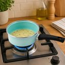 Ver imagem 3 de Panela Esmaltada 800ml Baquelite Borda Inox Verde Água Mesa Posta Cozinha Metallouça