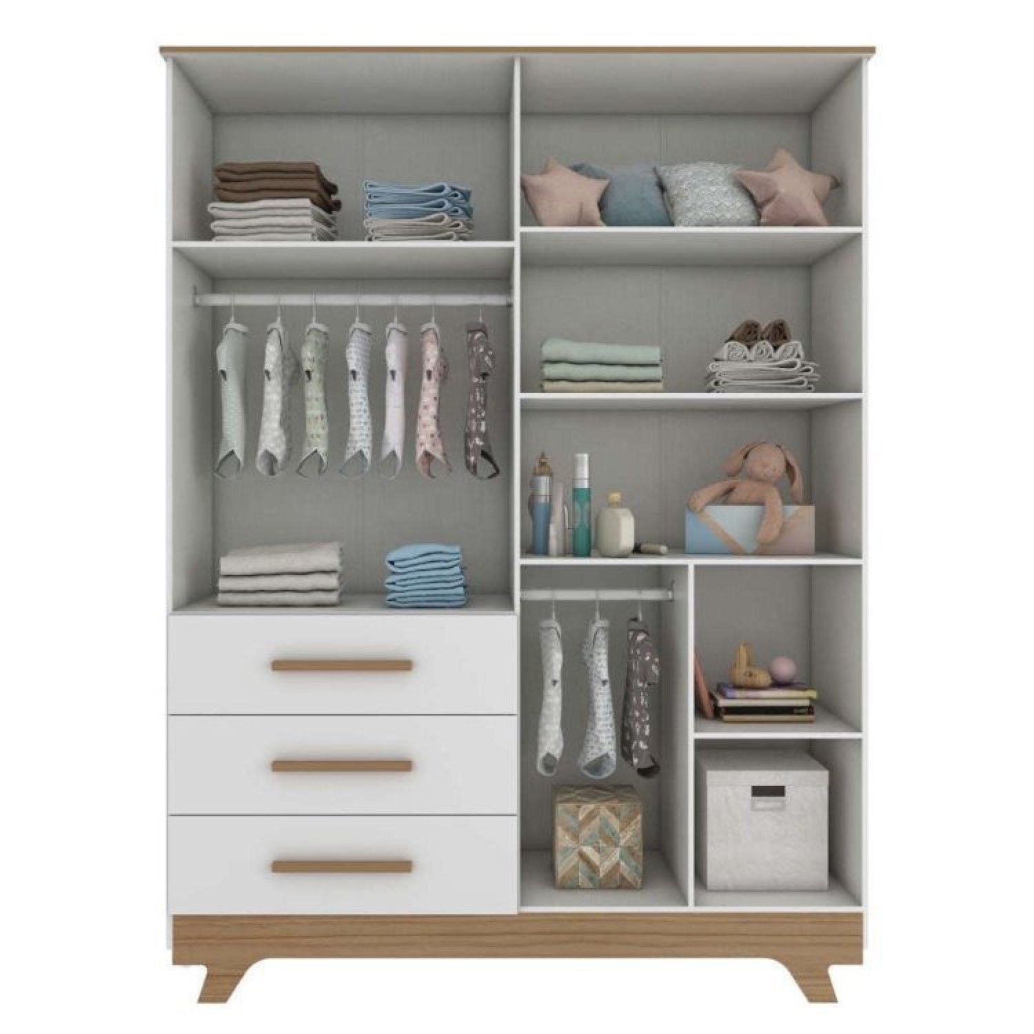 Quarto de Bebê Completo com Guarda Roupa Cômoda e Berço 100% MDF Kakau Retrô Espresso Móveis - 5