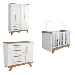 Quarto de Bebê Completo com Guarda Roupa Cômoda e Berço 100% MDF Kakau Retrô Espresso Móveis - 10