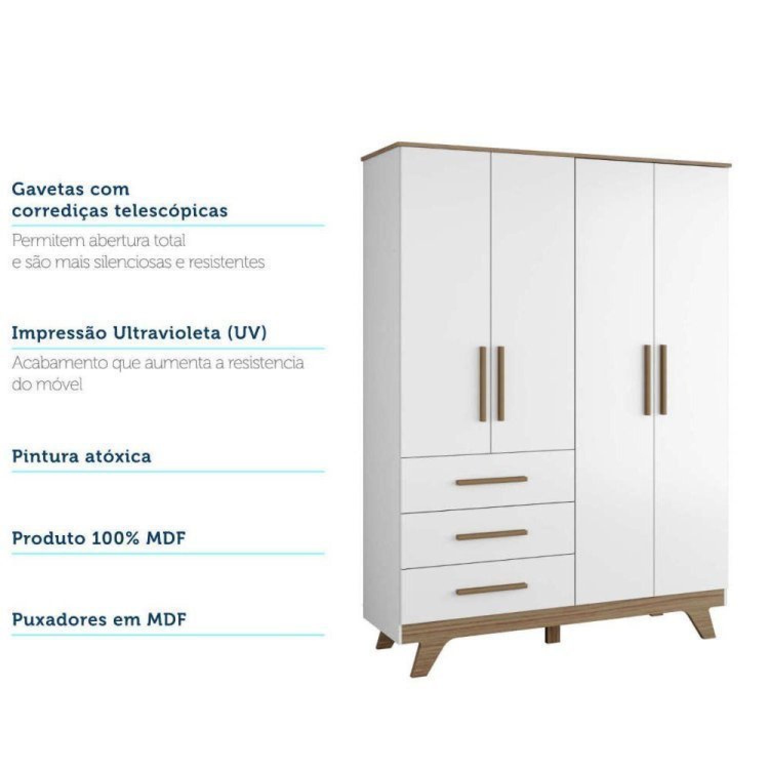 Quarto de Bebê Completo com Guarda Roupa Cômoda e Berço 100% MDF Kakau Retrô Espresso Móveis - 16