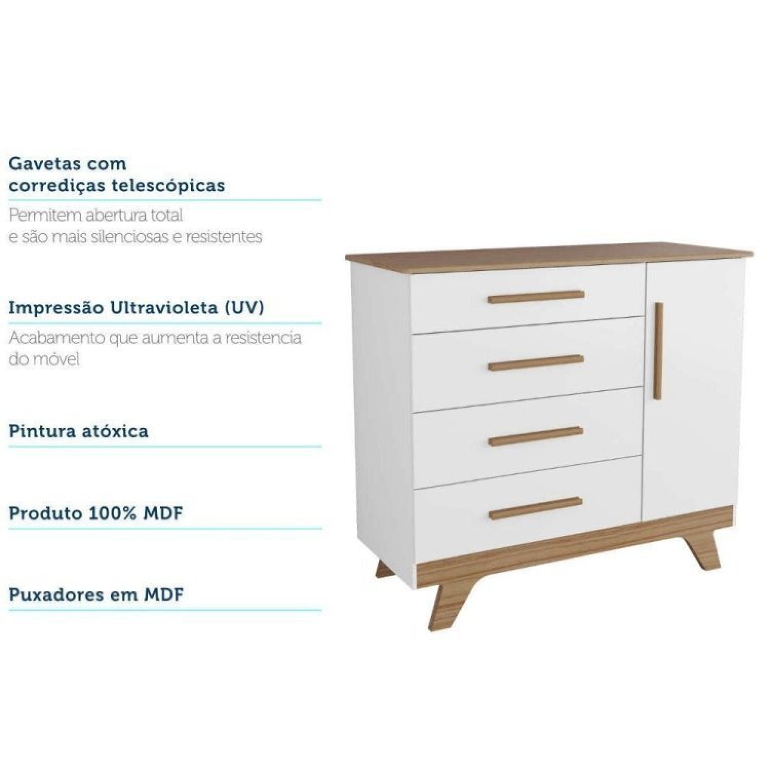 Quarto de Bebê Completo com Guarda Roupa Cômoda e Berço 100% MDF Kakau Retrô Espresso Móveis - 17