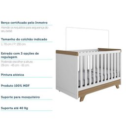 Quarto de Bebê Completo com Guarda Roupa Cômoda e Berço 100% MDF Kakau Retrô Espresso Móveis - 19