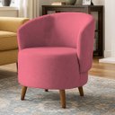 Ver imagem 2 de Poltrona Orgânica Suede Aisha Sala Escritório Pé Madeira Rosa