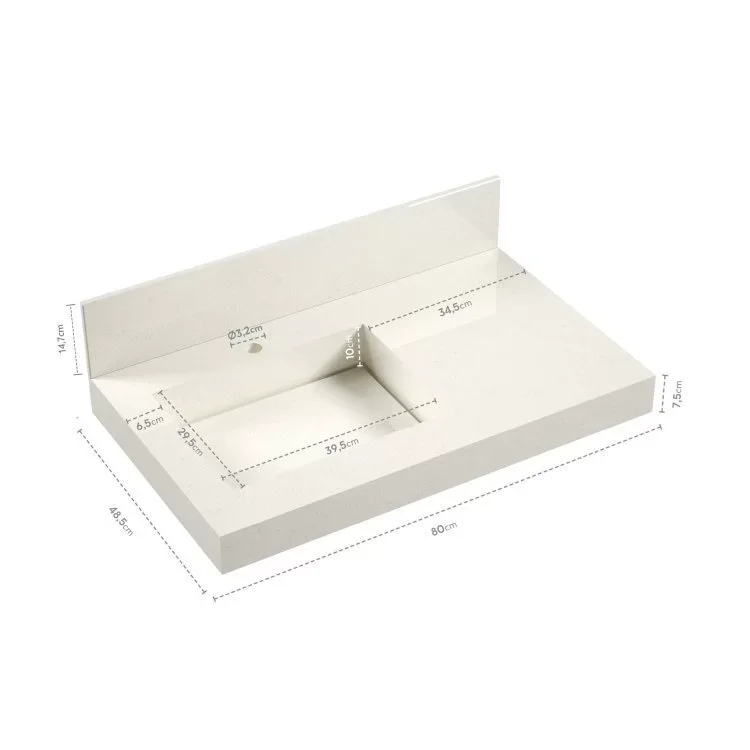 Conjunto para Banheiro com Espelho, Gabinete, Lavatório em Porcelanato com Cuba Esculpida 80cm  - 5